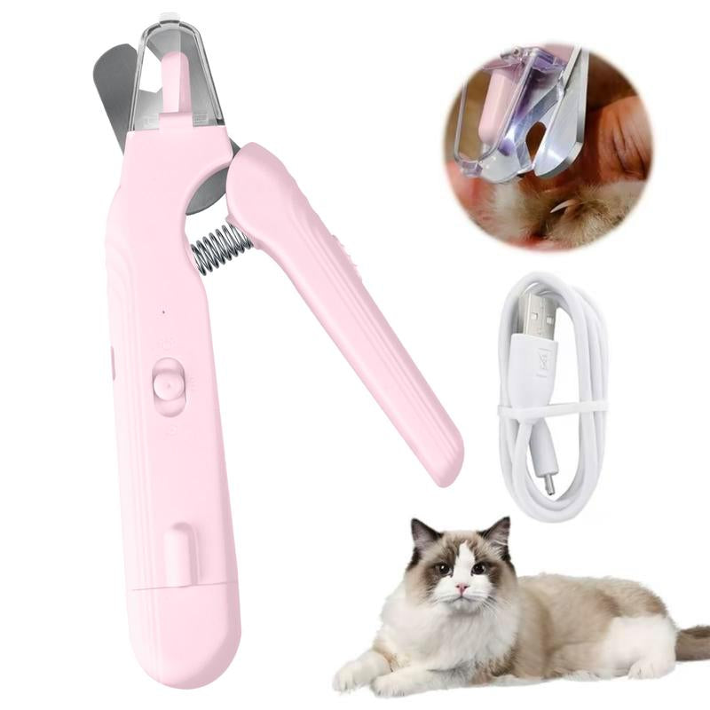 2-In-1 Dog Cat Nail Clipper, Dog Nail Trimmer for Grooming, Small & Large Dogs Cats, Professional Cat Dog Claw Care Pet Nail Clipper with Quick Sensor, Safety Guard Type-C Rechargeable, 2 LED Lights