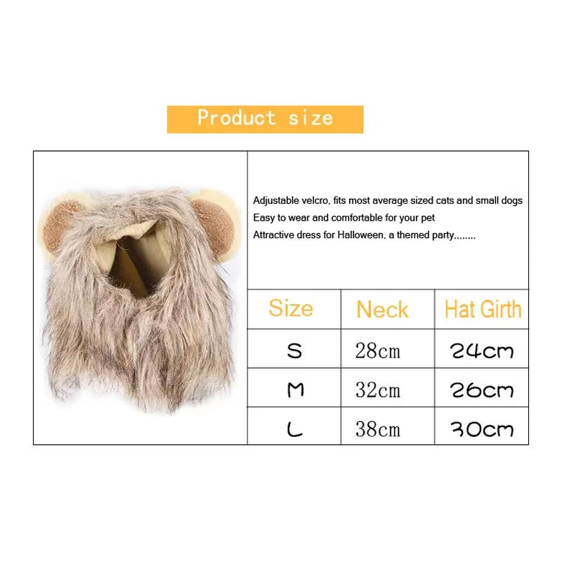 New Cute Funny Pets Clothes Cap Cute Cat Wig Lion Mane Costume Cosplay Kitten Dog Hat with Ears Fancy Party Supplies
