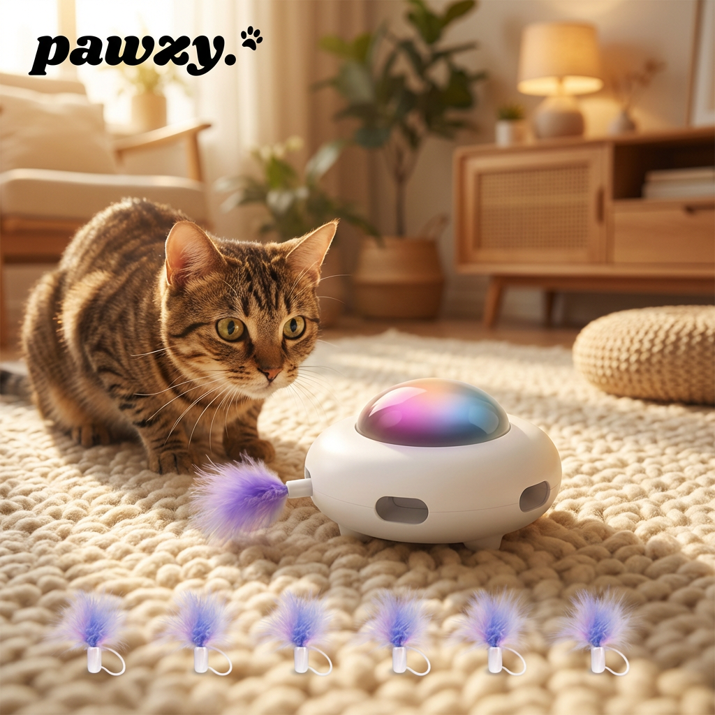 Pawzy Interactieve Katten Speelbal met Automatische Beweging en LED