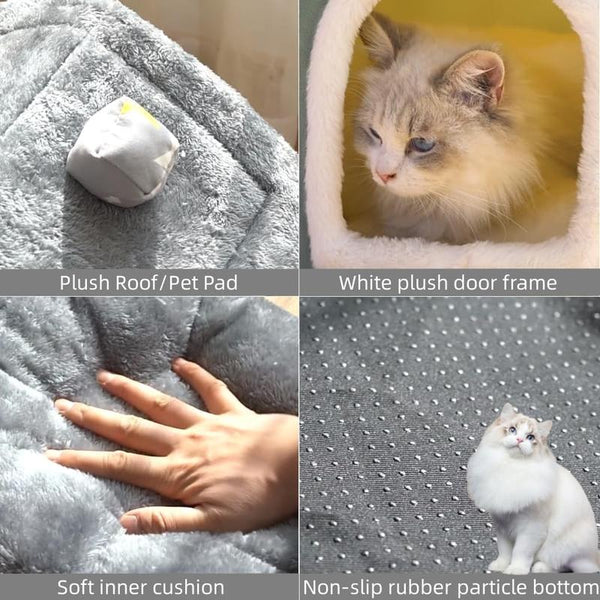 Dog House Indoor Memory Sponge Foldable Kennel Bed Mat with Cushion for Small Medium Large Dogs Cats Winter Warm Cat Nest Puppy Cave Sofa Pet Products Large 30D High-Density Foam Arctic Velvet - Diy