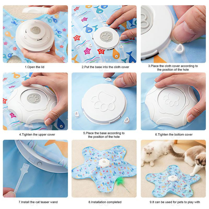 SPOVEN Interactive Unpredicatable Moving Feather Cat Toy , Hide and Seek Rechargeable Cat Toy for Bored Cat,Automatic Chargeable，Indoor Exercise & Boredom Relief for All Breeds