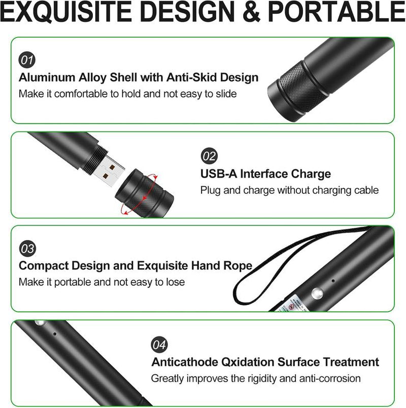 [Already Have 10K Favorites]Rechargeable Green Laser Pointer/ Line Light Flashlight Long Distance Range for TV/LED/LCD Screens Flashlights Presentation, Laser Pointer Cat Toy，Office / Outdoors / Astronomic / Construction