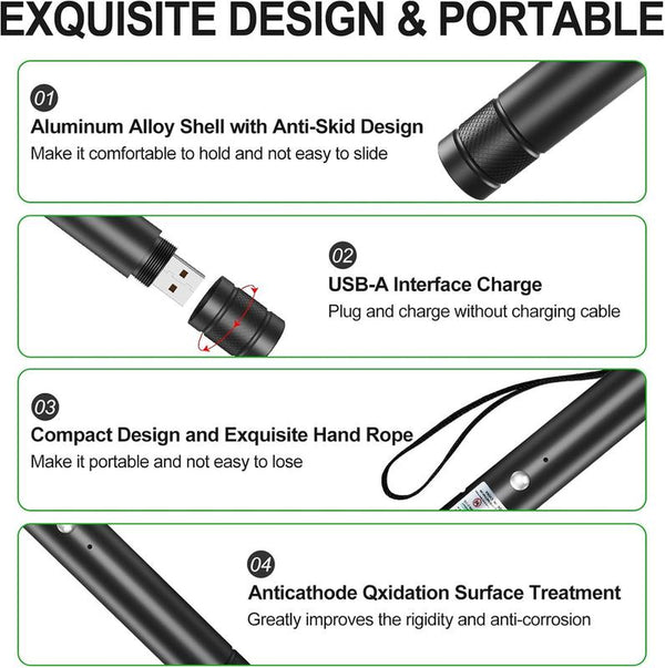 [Already Have 10K Favorites]Rechargeable Green Laser Pointer/ Line Light Flashlight Long Distance Range for TV/LED/LCD Screens Flashlights Presentation, Laser Pointer Cat Toy，Office / Outdoors / Astronomic / Construction