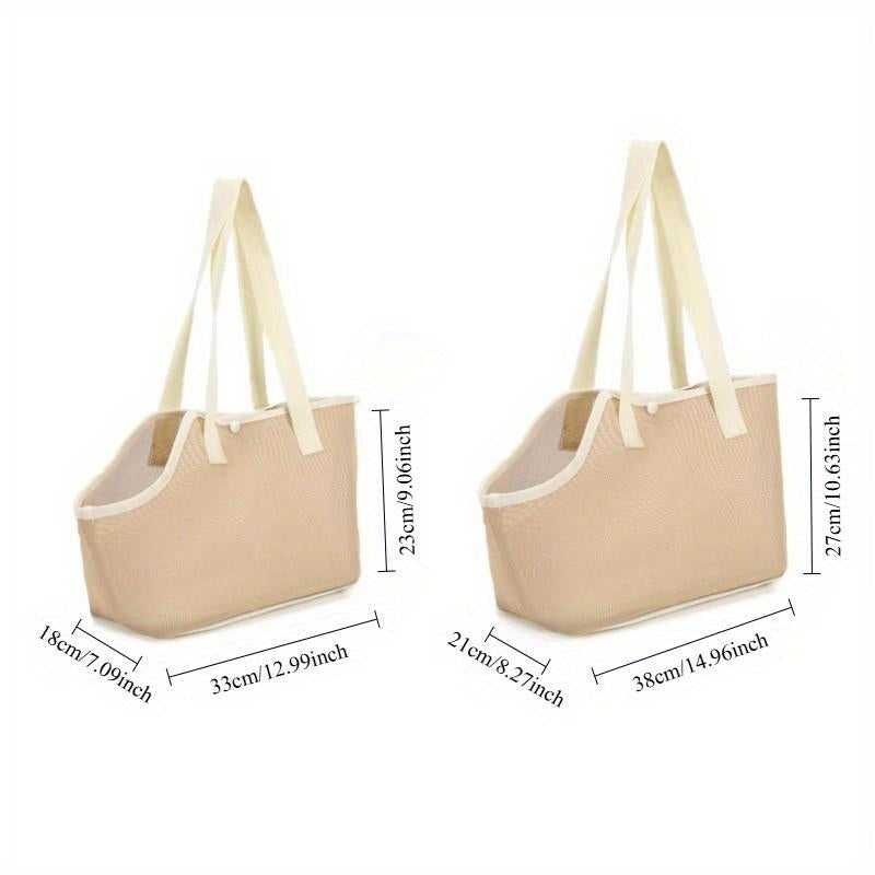 Summer Breathable Mesh Pet Tote Bag, Large Capacity Cat Carrier, Lightweight Handheld Outdoor Travel Bag for Furry Friends